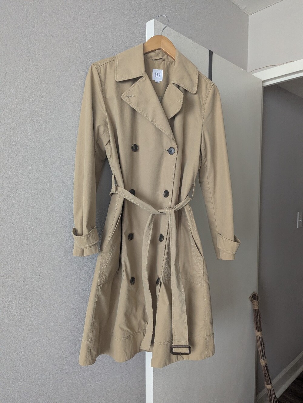 GAP Beige Double-Breasted Trench Coat with Belt